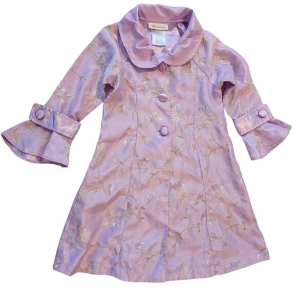 Girls Lavender Satin Floral Embroidered Y2K Dress Jacket Size‎ 4 - Picture 1 of 7